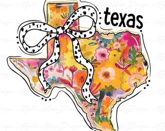 Floral Coquette Texas Png, Floral State Png, Texas Brushstroke Png, Girly State Png, Texas Coquette Bow Png, Trendy Texas Png, Floral Texas