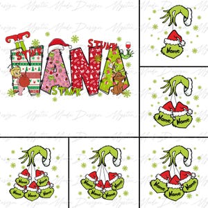 Benutzerdefinierte Weihnachten Nana bis zu 8 Kindernamen Png, Weihnachten Mama Png, Frohe Weihnachten Png, Weihnachtscharakter Png, Retro Weihnachten Sublimation
