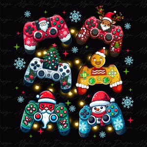 Retro kerstgamecontroller png, kerstman kerst png, kerstontwerp voor kind png, videogame png, kerstgaming png