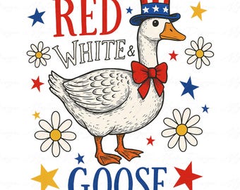 Red White and Goose Png, 4th of July Goose Png, Fourth of July Png, American Silly Goose png,  4th of July Png, Patriotic Goose Png