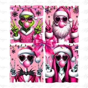 Christmas Santa Png, Retro Santa Christmas blowing bubble png, Merry Christmas Png, Christmas Png, Christmas Character png, Pink Christmas