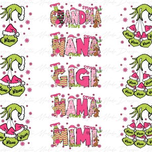 Pack 5 Benutzerdefinierte Rosa Weihnachtsmama bis zu 8 Kinder Namen Png, Weihnachtsmama Png, Frohe Weihnachten Png, Weihnachtscharakter Png, Retro Weihnachten
