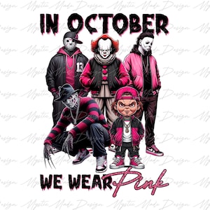 Im Oktober tragen wir Pink Png, Freunde Horror Charaktere Png, Horrorfilm Mörder Png, Gruseliges Png, Halloween Png, Gangster Killer Png