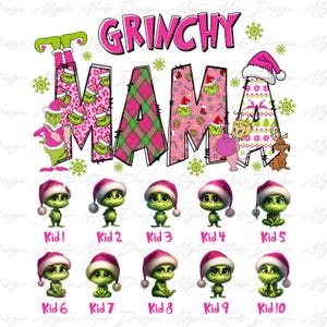 Benutzerdefinierte Weihnachtsmama bis zu 10 Kindernamen Png, Weihnachtsmama Png, Frohe Weihnachten Png, Weihnachtscharakter Png, Retro Weihnachten Sublimation