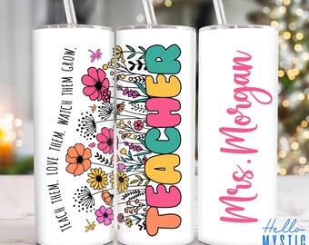 Custom Name Teacher 20oz Tumbler Png, Teacher Life Tumbler 20oz Png, Teacher 20 oz Tumbler Wrap, Back to School 20 oz Skinny Tumbler Png
