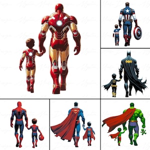 Pacote de Pai Super-herói PNG, Pai Herói PNG, Super Pai PNG, Dia dos Pais PNG, Mão do Pai PNG, Pai e Filho PNG, Pai e Filho PNG, Esquadrão de Heróis