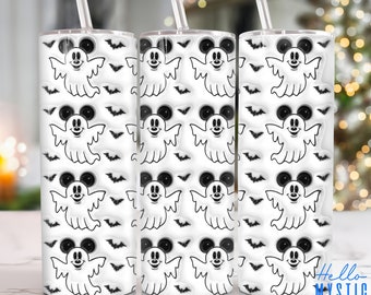 Halloween Ghost Mouse 3D Inflated 20oz Tumbler Png, 3D Halloween Tumbler 20oz Png, Halloween 20 oz Tumbler Wrap, Horror 20 oz Skinny Tumbler