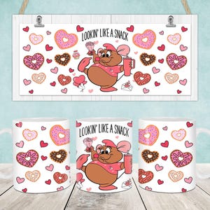 Valentines Mouse Mug Wrap, Valentine Cartoon 11oz & 15oz Mug Template, Valentines 11oz Mug Png, 15oz Mug Png, Coffee Mugs Png, Mug Wrap Png