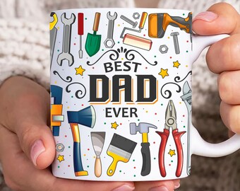 Involucro per tazza migliore papà di sempre, modello per tazza da 11 once per il primo papà, Png per tazza da 11 once per la festa del papà, Png per tazze da caffè per papà, Involucro per tazza per papà, Tazza per papà meccanico
