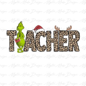 Merry Teacher Png, Leopard Christmas Teacher Png, Merry Christmas Png, Christmas Character Png, Teacher Christmas Png, School Christmas Png