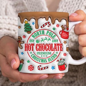 Kerst 3D opgeblazen mokomslag, kerstmok 11 oz en 15 oz moksjabloon, kerst 11 oz mok png, 15 oz mok png, koffiemokken png, mok persontwerp
