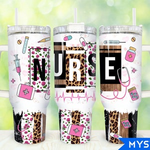 Nurse 40oz Tumbler Png, Nurse Life Tumbler 40oz Png, Nursing 40 oz Tumbler Wrap, Boho Leopard Nurse 40oz Tumbler Wrap Sublimation