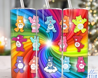 Cartoon Characters 20oz Tumbler Png, Cartoon Bears Tumbler 20oz Png, Cartoon 20 oz Tumbler Wrap, Movie Characters 20 oz Skinny Tumbler Png