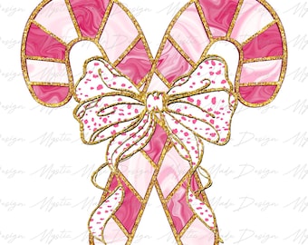 Colorful Coquette Glitter Candy Cane Png, Bright Color Christmas Coquette Bow Dalmatian Dots, Christmas Candy Cane Png, Girly Christmas Png