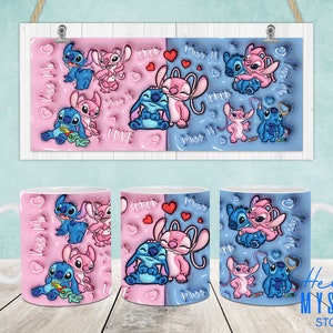 Cartoon 3D Inflated Mug Wrap, Cartoon 11oz & 15oz Mug Template, 3D Puff 11oz Mug Png, 15oz Mug Png, Coffee Mugs Png, Mug Press Designs Wrap