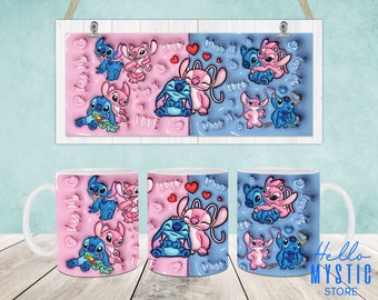 Cartoon 3D Inflated Mug Wrap, Cartoon 11oz & 15oz Mug Template, 3D Puff 11oz Mug Png, 15oz Mug Png, Coffee Mugs Png, Mug Press Designs Wrap
