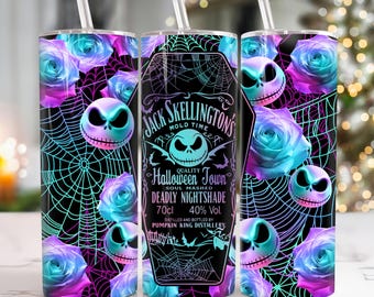 Halloween Couple 20oz Tumbler Png, Nightmare Tumbler 20oz Png, Halloween 20 oz Tumbler Wrap, Horror Characters 20 oz Skinny Tumbler Png