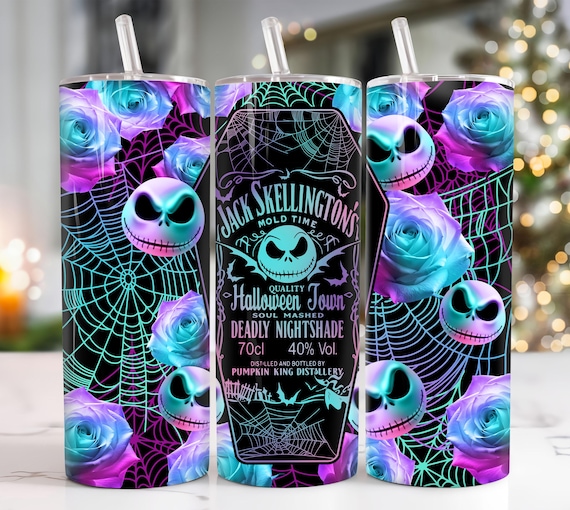 Halloween Couple 20oz Tumbler Png, Nightmare Tumbler 20oz Png, Halloween 20 oz Tumbler Wrap, Horror Characters 20 oz Skinny Tumbler Png