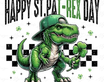 Happy St.Pat-Rex Day Png, Saint Patrick’s Day Dinosaur Png, St Patricks Day png, Lucky Shamrock png, St. Patrick's Day Png, Irish Day Png