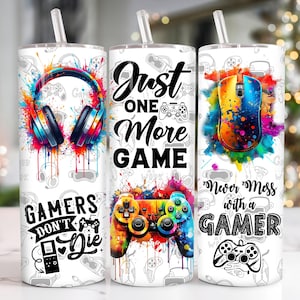 Akvarell Gamer Life 59 cl tumbler png, Neon Gamer tumbler 59 cl png, Spelkontroll 59 cl tumbler Wrap, Gaming smal tumbler 59 cl png