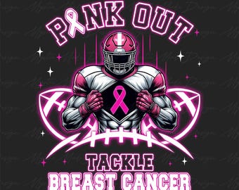 Football Pink Out png, Breast Cancer Football Png, Breast Cancer Awareness Png, Pink Ribbon, Game Day png, Football Mom Png, Tackle Cancer