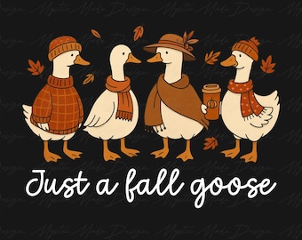 Retro Cozy Goose Png, Autumn Cozy Png, Fall Vibes Png, Pumpkin Png, Feelin Goosey Fall Png, Goose Autumn Png, Fall Goose Coquette Bow Png