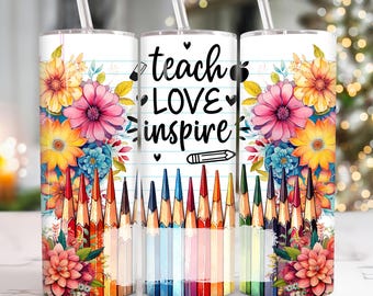 Custom Name Teacher 20oz Tumbler Png, Teacher Life Tumbler 20oz Png, Teacher 20 oz Tumbler Wrap, Back to School 20 oz Skinny Tumbler Png