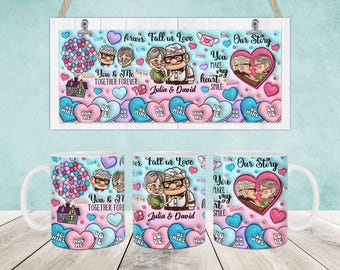 Valentines 3D Inflated Mug Wrap, 11oz & 15oz Mug Template, Valentines 11oz Mug Png, 15oz Mug Png, Coffee Mugs Png, Mug Press Designs Wrap