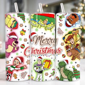 Christmas Cartoon 20oz Tumbler Png, Christmas Tumbler Png, Merry Christmas 20 oz Tumbler Wrap, Christmas 20 oz Skinny Tumbler Png