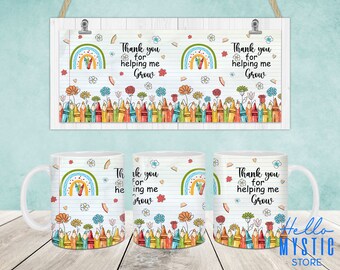 Teacher Crayons Mug Wrap, Teacher 11oz & 15oz Mug Template, 11oz Mug Png, 15oz Mug Png, Coffee Mugs Png, Mug Press Designs Wrap