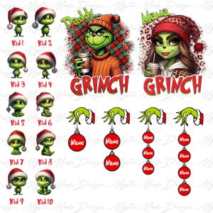 Benutzerdefinierte Weihnachtsmama bis zu 10 Kindernamen Png, Weihnachtsmama Png, Weihnachtspapa Png, Weihnachtscharakter Png, Retro Weihnachten Sublimation