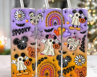 Halloween Ghost Mouse 3D Inflated 20oz Tumbler Png, 3D Halloween Tumbler 20oz Png, Halloween 20 oz Tumbler Wrap, Horror 20 oz Skinny Tumbler