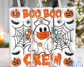 Halloween Krankenschwester Ghost 3D aufgeblasen 20 Unzen Tumbler Png, 3D Halloween Tumbler 20 Unzen Png, Halloween 20 oz Tumbler Wrap, Horror 20 oz Skinny Tumbler