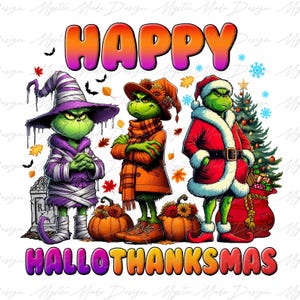 Happy Hallothanksmas Png, Halloween Png, Thanksgiving Png, Christmas Png, Hallothanksmas Png, Christmas Characters Png, Trendy Christmas Png