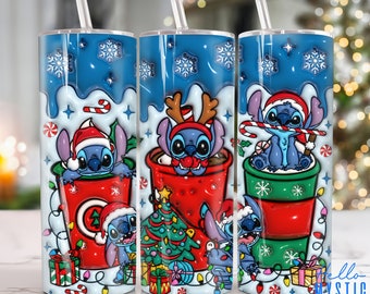 3D Inflated Cartoon Christmas 20oz Tumbler Png, 3D Christmas Tumbler 20oz Png, Merry Christmas 20 oz Tumbler Wrap, 20 oz Skinny Tumbler Png