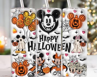 Halloween Ghost Mouse 3D Inflated 20oz Tumbler Png, 3D Halloween Tumbler 20oz Png, Halloween 20 oz Tumbler Wrap, Horror 20 oz Skinny Tumbler