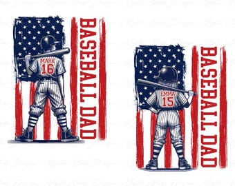 Custom Baseball Dad Flag Png, Ball Dad Png, Sports Dad Png, Fathers Day Gift, Daddy Png, Fathers Day Png, American Flag Baseball Father Png