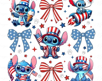 Blaues Monster 4. Juli Png, Retro Amerika Png, Cartoon Kokettbogen 4. Juli Png, 4. Juli Png, Patriotischer Png, Vierter Juli Png