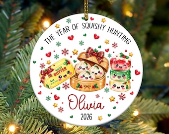 Personalized Squishy Christmas Ornament 2026 PNG, Custom Kids Name Ornament, Dumpling Squishy Ornament Design, 2026 Christmas Ornament Png