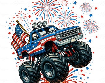 Monster Truck 4th of July Png, Monster Truck America Png, America Truck Png, 4th Of July Png, Patriotic Png, Fourth of July Png,Memorial Day