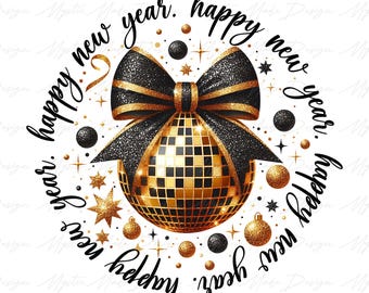 Happy New Year 2025 Png, Retro New Years Png, Brushstroke New Year Png, Disco Ball Png, Coquette New Year Png, New Year 2025 Png, New Years