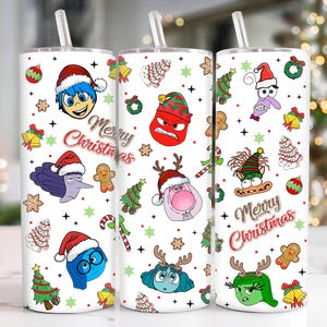 Christmas Cartoon 20oz Tumbler Png, Christmas Tumbler Png, Merry Christmas 20 oz Tumbler Wrap, Christmas Emotions 20 oz Skinny Tumbler Png