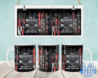 Mechanic Dad Mug Wrap, Toolbox Mechanic 11oz Mug Template, Fathers Day 11oz Mug Png, Father Coffee Mugs Png, Toolbox Mug Wrap, Dad Mug Png