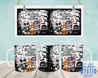 Horror Characters 3D Inflated Mug Wrap, 11oz & 15oz Mug Template, Halloween 3D Puff 11oz Mug Png, 15oz Mug Png, Coffee Mugs Png, Mug Press