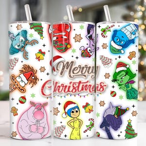 Christmas Cartoon 20oz Tumbler Png, Christmas Tumbler Png, Merry Christmas 20 oz Tumbler Wrap, Christmas Emotions 20 oz Skinny Tumbler Png