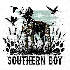 Southern Boy Png, Hunting Dog Png, Camouflage Png, Camo Dog Png, Retro Hunt Png, Camo Duck Hunting Shirt Png, Hunting Sublimation Design