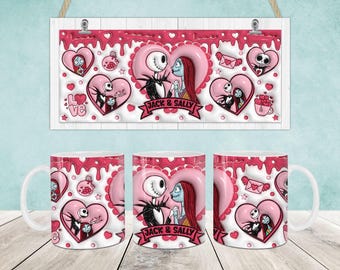 Valentines 3D Inflated Mug Wrap, 11oz & 15oz Mug Template, Valentines 11oz Mug Png, 15oz Mug Png, Coffee Mugs Png, Mug Press Designs Wrap
