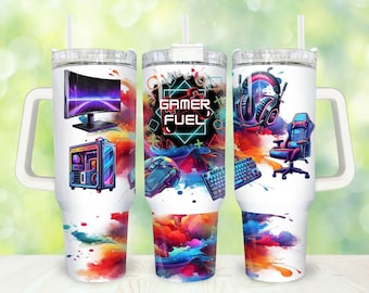 Gamer Fuel 40oz Tumbler Png, Neon Game Tumbler 40oz Png, Gaming 40 oz Tumbler Wrap, Game Controller 40 oz Tumbler Png Sublimation