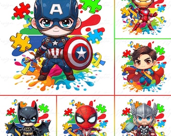 Autism Superhero Png, Autism Cartoon Png, Autism Awareness Png, Autism Be Kind png, Autism Ribbon Png, Autism Month Png, Autism Kids