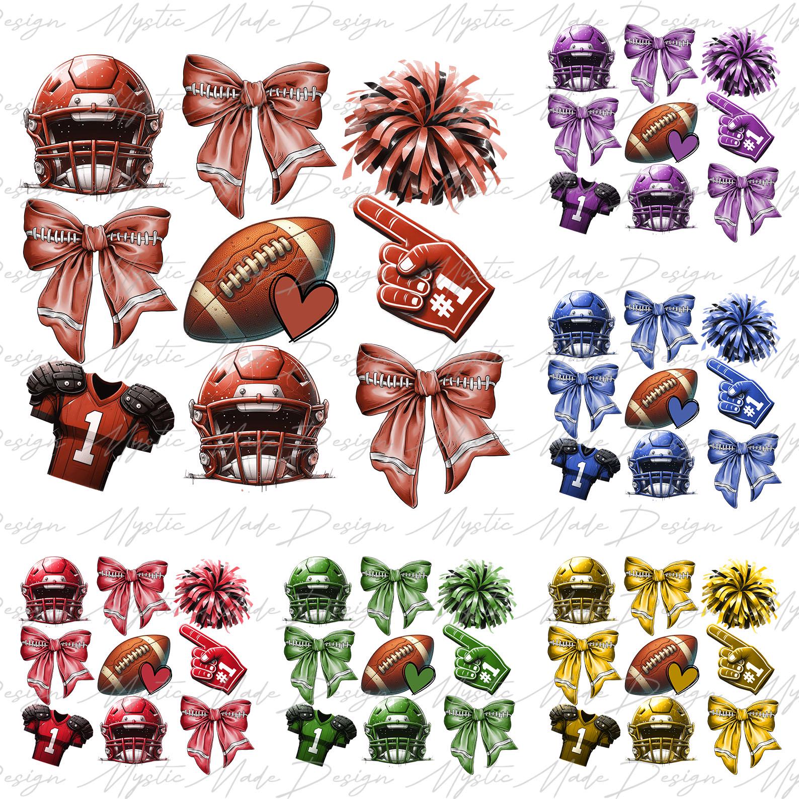 Pack 6 Coquette Football png, Football Bow png, Football mom png, Football png, Game Day Png, Fall Football png, Football Season Png
